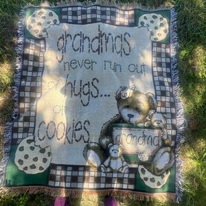 Tapestry Throw Blanket Grandma’s Never Run Out Of Hugs Or Cookies 50” x 56”